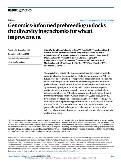 Genomics Informed Prebreeding Unlocks The Diversity In Genebanks For