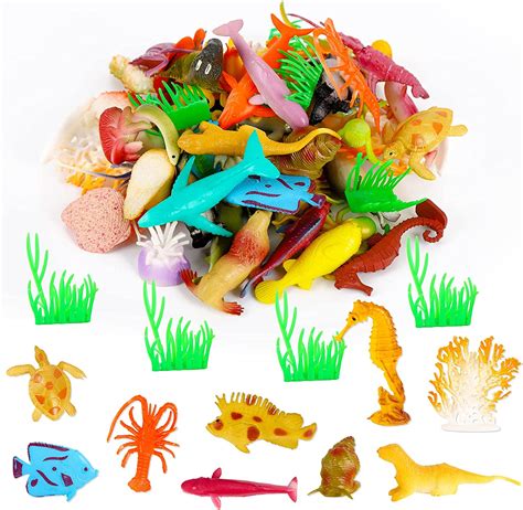 Gukasxi Pack Of 52 Ocean Sea Animals Figures Plastic Underwater Sea