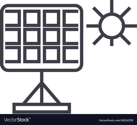 Solar Panel Linear Icon Sign Symbol On Royalty Free Vector