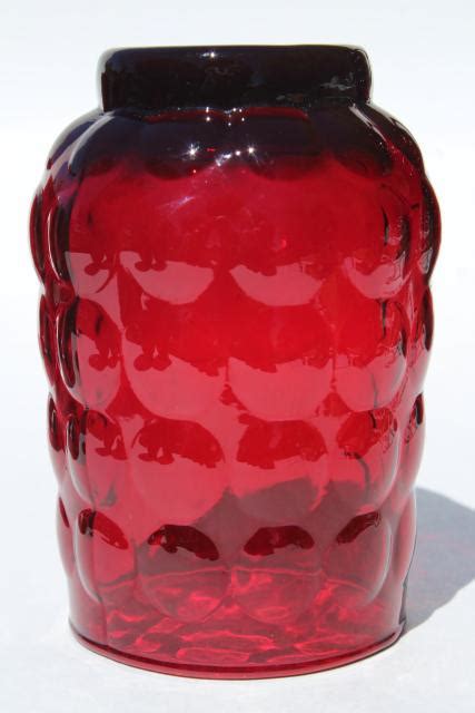 Vintage Royal Ruby Red Anchor Hocking Bubble Pattern Glass Lemonade