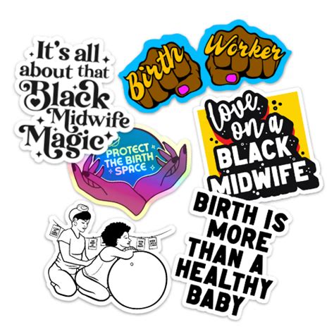 Black Midwife Sticker Pack Birth Nerds By Lauren J Turner Fine Art