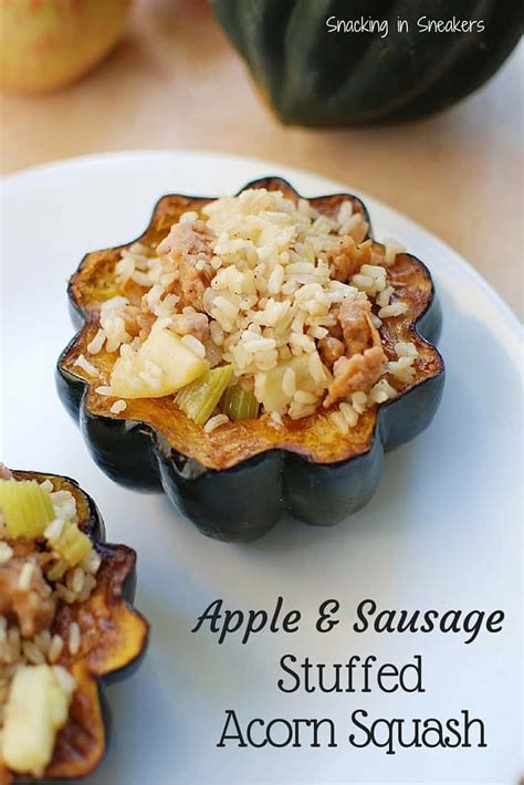 Sausage And Apple Stuffed Acorn Squash Snacking In Sneakers