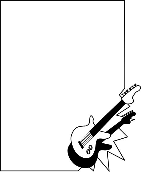 Illustration Of A Blank Frame Border With An Electric Guitar Free My
