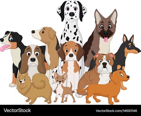 Set Of Funny Dogs Cartoon Royalty Free Vector Image