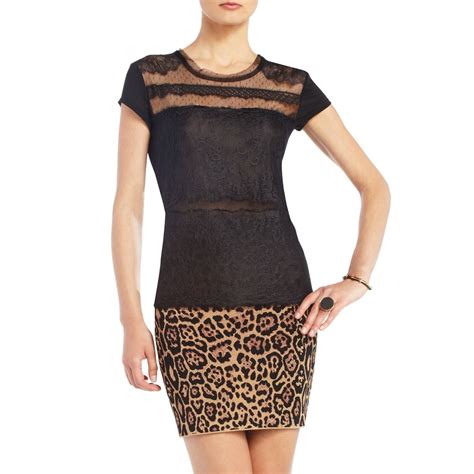 BCBGMAXAZRIA - TOPS: SHORT-SLEEVED: RYLAN LACE-FRONT TEE $138.00 ...