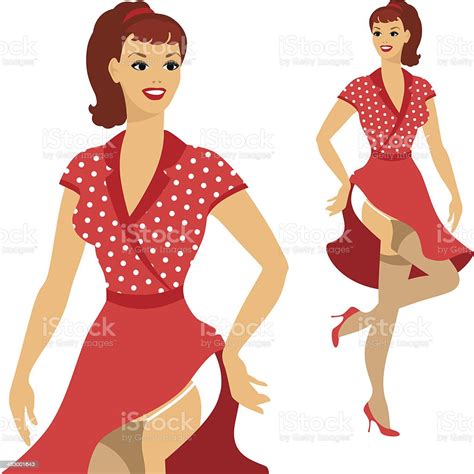 Beautiful Pin Up Girl 1950s Style Stock Illustration Download Image