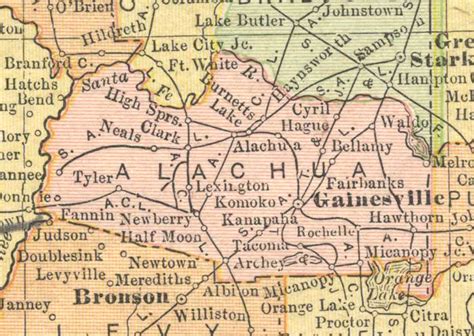 Map Of Alachua County Florida 1910