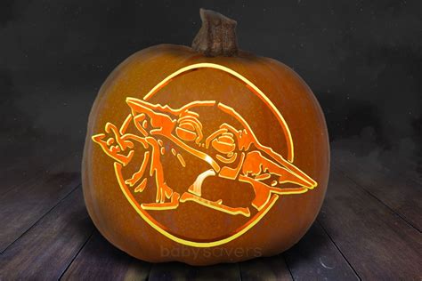 Baby Yoda Pumpkin Carving Stencil