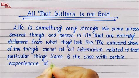 Essay On All That Glitters Is Not Gold Essay Writing English Essay