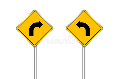 Road Sign Of Arrow Pointing Bend To Left And Right Traffic Road Sign
