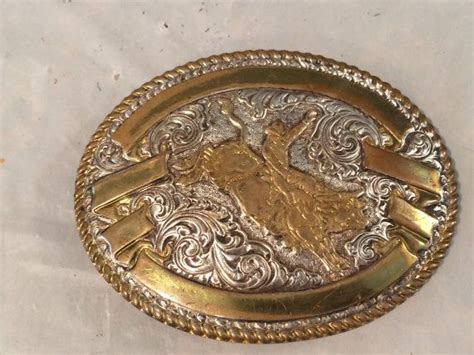 Vintage Crumrine Western Belt Buckle Heavy Silver Plate Etched Etsy