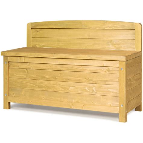Gymax 165 Gallon Wood Storage Bench Deck Box Outdoor Seating Storage