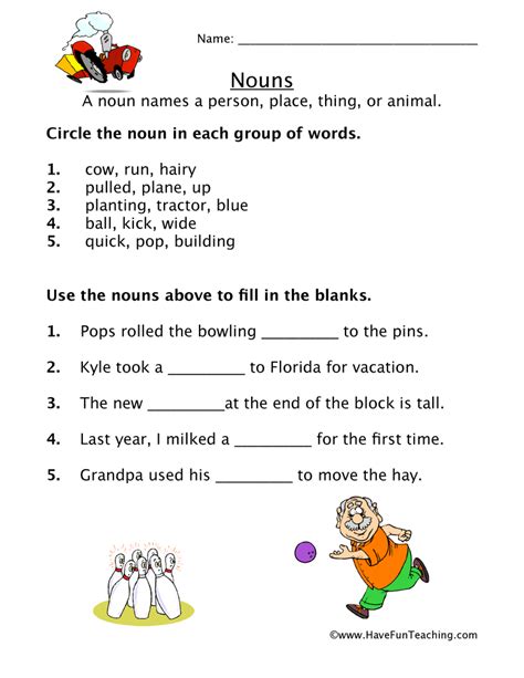 Noun Usage Worksheet Have Fun Teaching