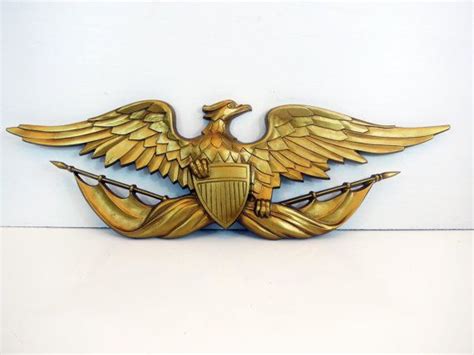 vintage large gold cast aluminum eagle sexton wall hanging circa 1970 federal patriotic bald