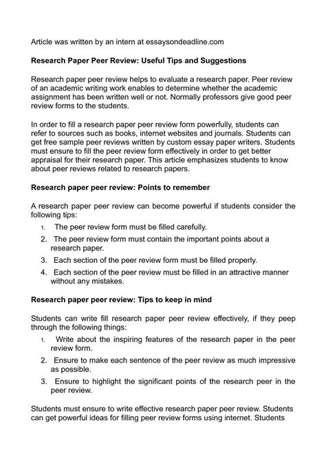 For the most part, it was well written and well organized. Calaméo - Research Paper Peer Review: Useful Tips and ...