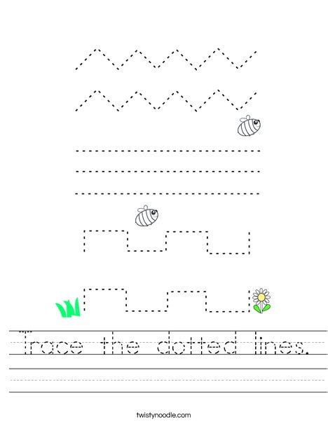 Trace The Dotted Lines Worksheet Twisty Noodle