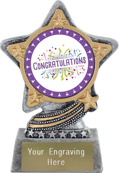 Congratulations Trophy By Infinity Stars Antique Silver 10cm 4