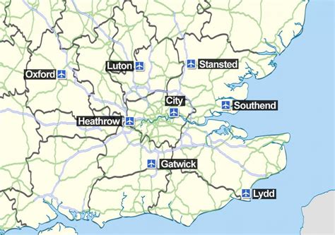 Map of London airports - Airports London map (England)