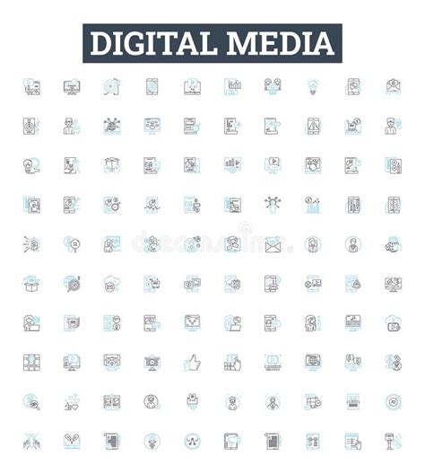 Digital Media Vector Line Icons Set Digital Media Technology