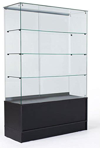 48 Inch Glass Display Cabinet With 3 Glass Shelves Separate Storage