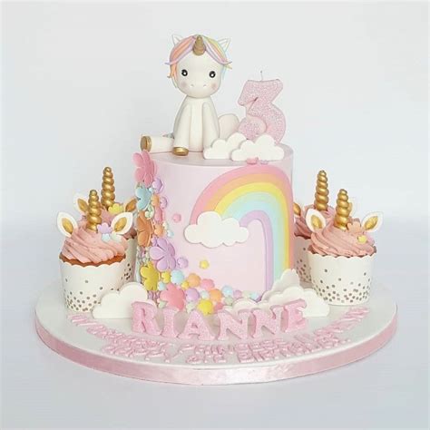 Unicorn Rainbow Cake With Cupcakes Cake For Kids Birthday Event In Dubai