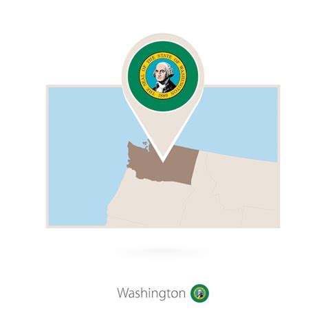 Premium Vector Rectangular Map Of Us State Washington With Pin Icon