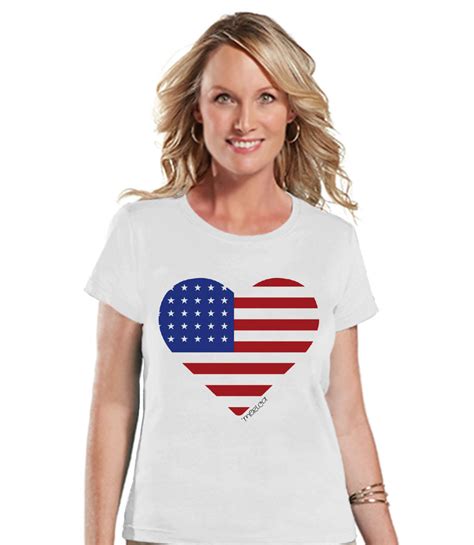 Womens 4th Of July Shirt American Heart Shirt Fourth Of July T Sh