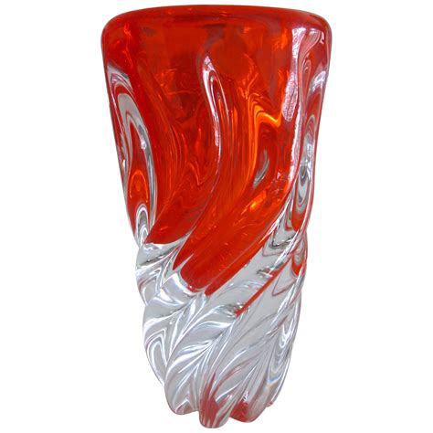 1970s Monumental Art Glass Vase In Yellow And Orange Blown Murano Glass At 1stdibs