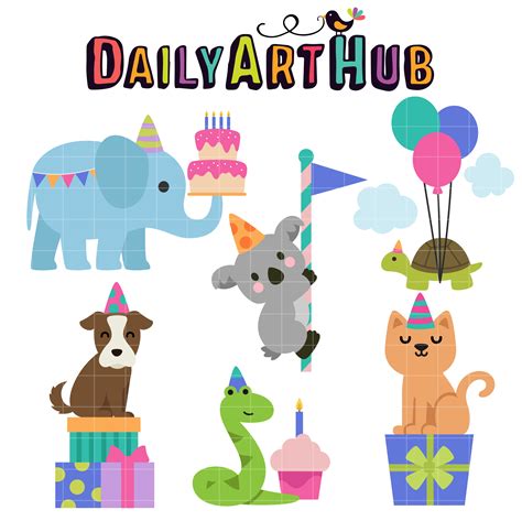 Birthday Celebration Animals Clip Art Set Daily Art Hub Free Clip Art Everyday