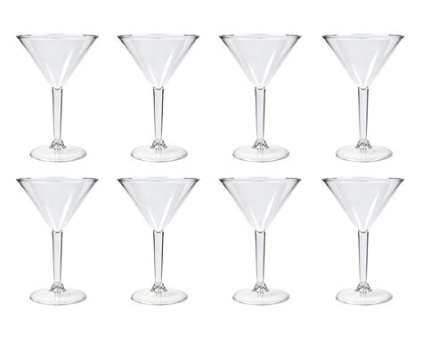 8x Martini Cocktail Glasses Set Clear Reusable Plastic Cup Summer Party Picnic Ebay