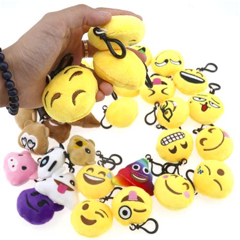 Funny Mini Emoji Face Plush Emoticon Keychain Toy Ring Key Chain