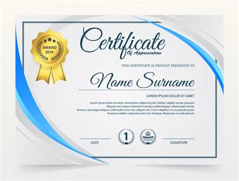 Creative Certificate Of Appreciation Award Template Premium Vector