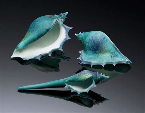 Deep Azure Sea Shells By Demetra Theofanous Art Glass Sculpture In 2020 Glass Art Sculpture