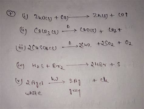 Caco3 Cao Co2 Type Of Reaction - Q7 Complete the following equations and balance them-i) ZnO (s