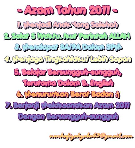 Lagi banyak benda boleh buat. Bebelan Si Bidadari Garang: Assalamualaikum 2011 ! Azam Baru