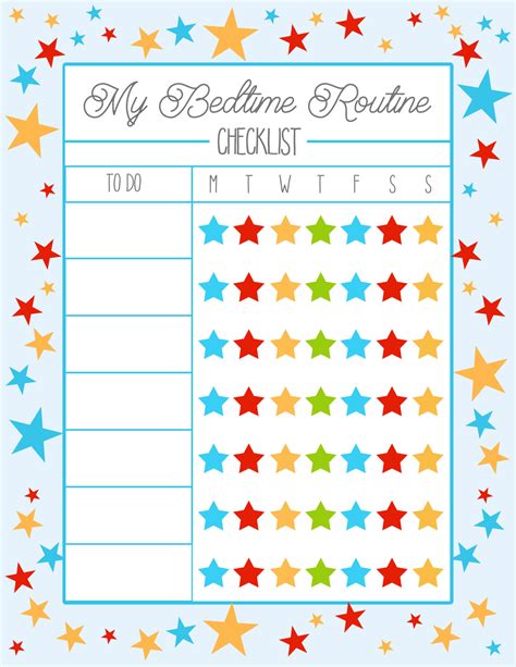 Printable Bedtime Chart