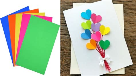 How To Make Valentines Day Greeting Card From Color Papers Youtube