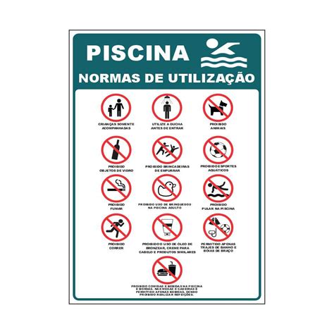 Placa Normas de Utilização de Piscina Bem Brasil Placas Placas de