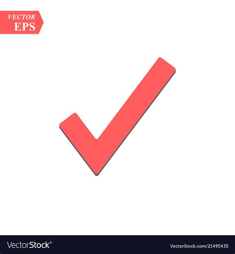 Red Check Mark Icon Tick Symbol In Red Color Vector Image