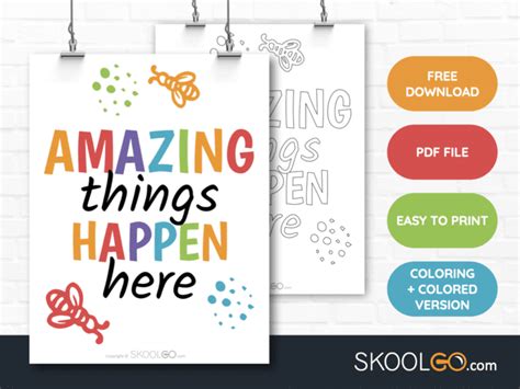 Amazing Things Happen Here Free Poster Skoolgo