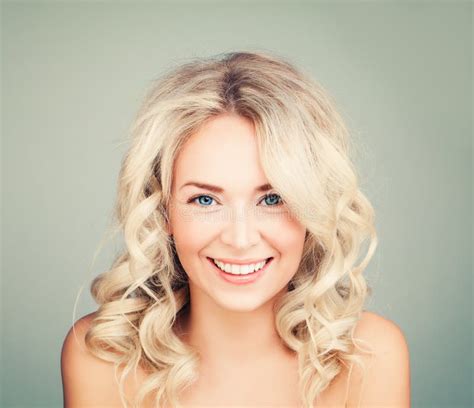 Happy Blonde Woman With Blonde Curly Hair Stock Image Image Of Natural Prom