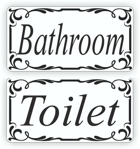 Toilet And Bathroom Door Sign Vinyl Decal Sticker Pack Of Two Ebay