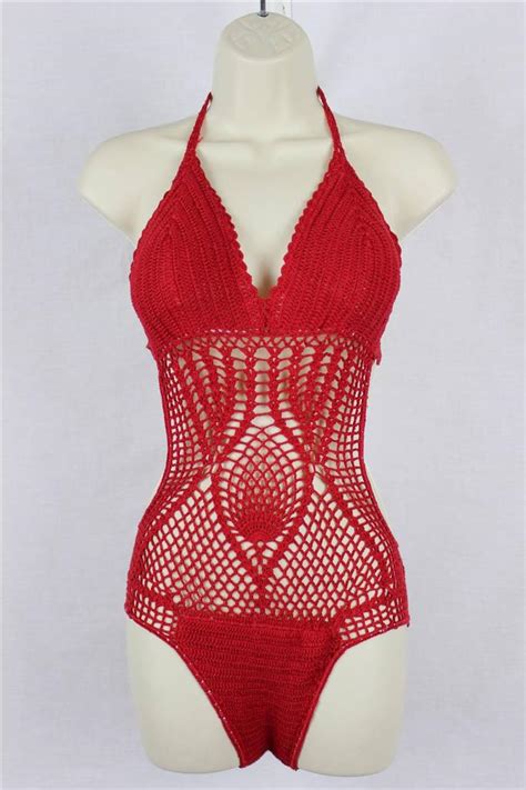 hand made crochet halter tie back monokini one piece swimsuit swimwear s m l d31 ebay