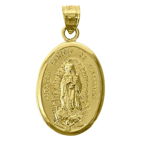 Virgen De Guadalupe Medal 14k Solid Yellow Gold Our Lady Etsy