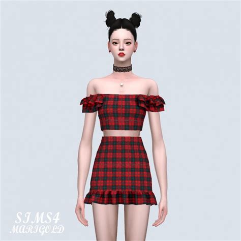 Sims4 Marigold Off Shoulder Frill Frill 2 Piece • Sims 4 Downloads