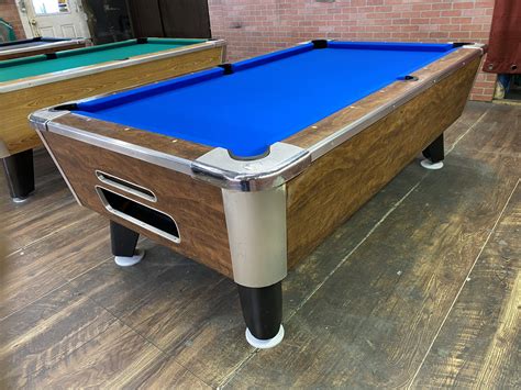 7′ Valley Light Walnut Used Coin Operated Pool Table Used Coin