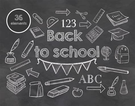 Back To School Written In Chalk On A Blackboard With Doodles And Other