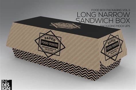 Download Hinged Long Sandwich Box Mockup in 2021 | Free packaging mockup, Sandwich box, Food box packaging