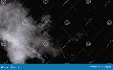 Water Vapor White Jet Of Vapour Steam On Black Background Slow Motion