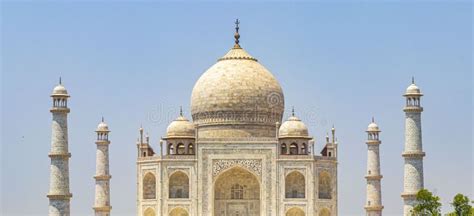 Taj Mahal Panorama In Agra India With Amazing Symmetrical Gardens Stock